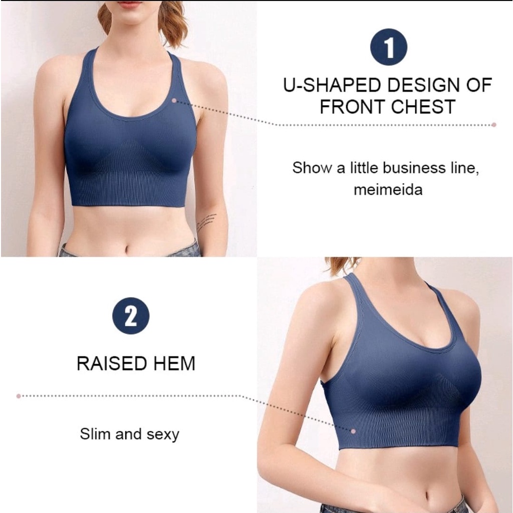 Women Sport Bra Fashion Tanpa Kawat Dengan Pengait Model Silang