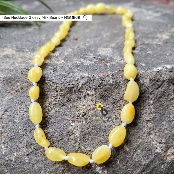 Kalung Amber Anak Anti Cranky Premium Glossy Milk Beans NGMB69 By Amber Bee