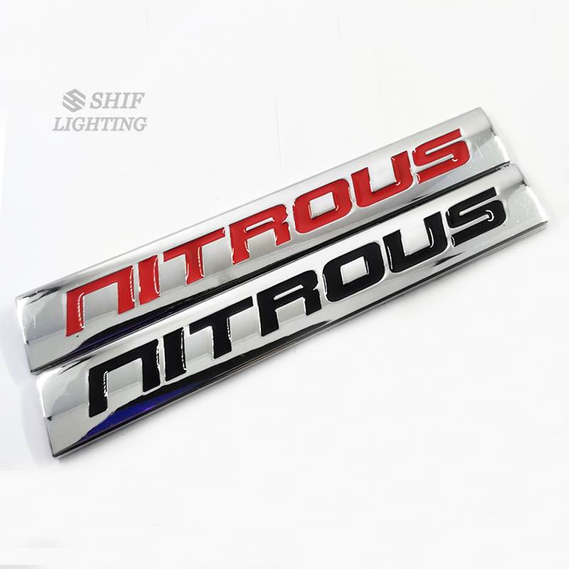 1pc Stiker Emblem Nitrous Bahan Metal Untuk Fender Samping Mobil Nitrous