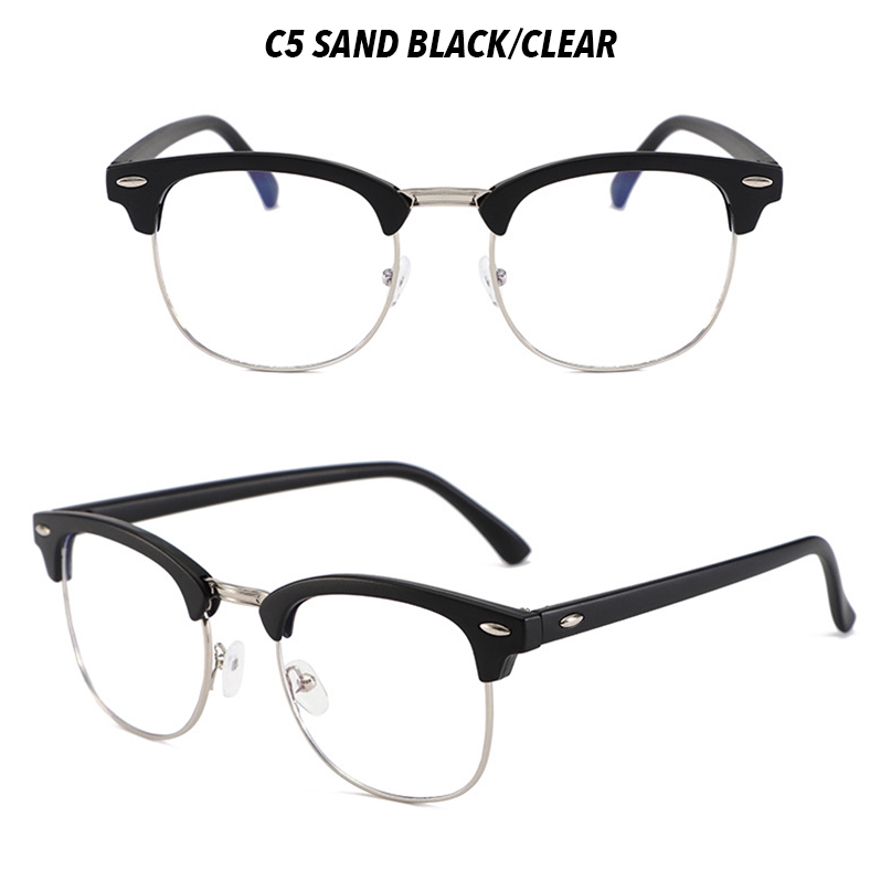 （YUZHU）COD Classical Retro Half Frame Kacamata Hitam Wanita/Pria Kacamata Eyeglasses
