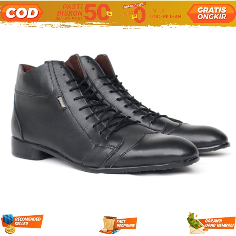 Sepatu Exclusive Oxford Formal Kulit Asli Pria Casual Semi Boots Pantofel Peninggi Badan Original - 