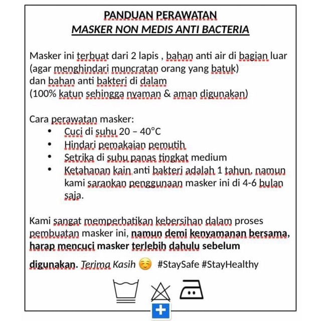 MASKER KAIN / MASKER ANTI BAKTERI WATERPROOF