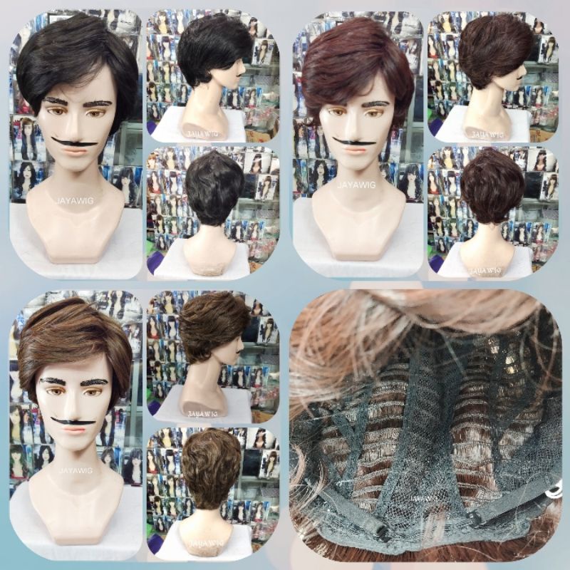 Wig Pendek Pria Rambut Palsu Pendek Pria Model Korea Style