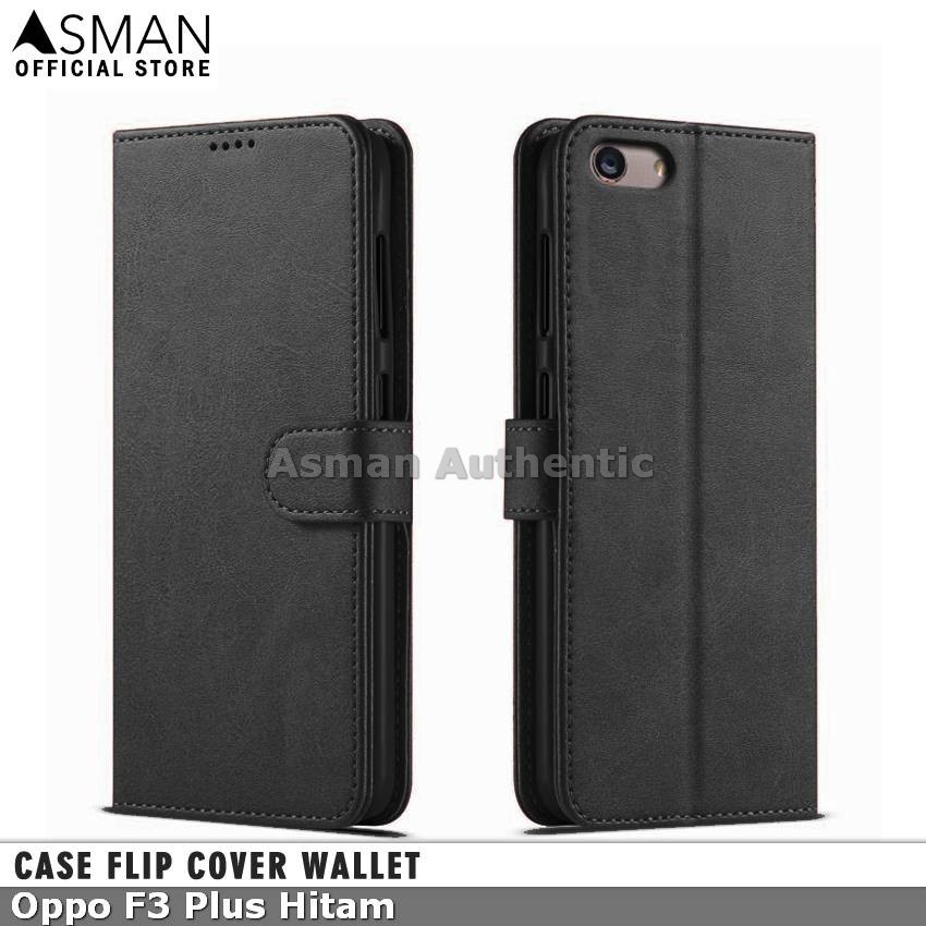 Asman Case Oppo F3 Plus Leather Wallet Flip Cover Premium Edition