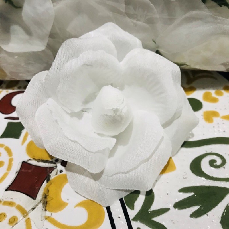 Jnpcollection Kuntum mawar jumbo import 1 pcs PUTIH/Bunga palsu/Mawar palsu/Dekorasi