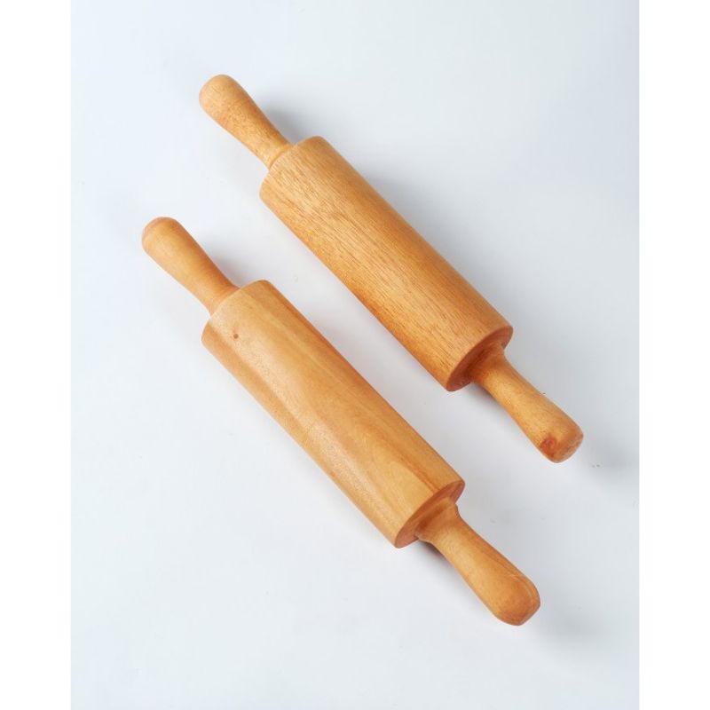 Penggiling Adonan Kayu Pegangan - Wooden Rolling Pin with Handle (Homliv)