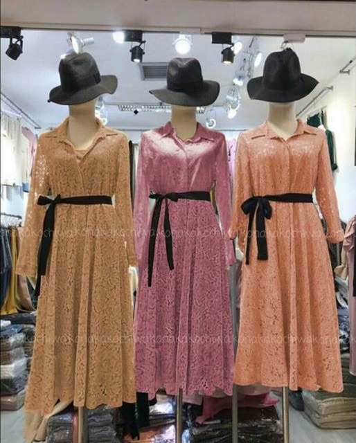 (9warna) VD kiara lace / Kemeja dress brukat / Long hem brukat