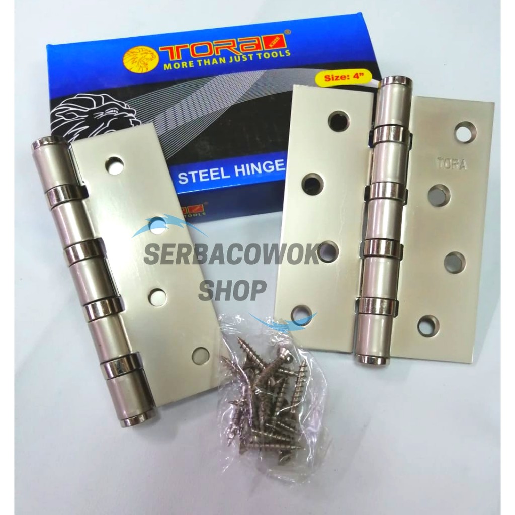 Engsel Pintu Stainless Hinges Gabus 4 inch 4 x 3mm Silver Termurah