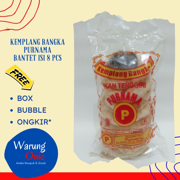 

KERUPUK KEMPLANG BANGKA BANTET KRUPUK KEMPLANG MERK PURNAMA ISI 8 PCS