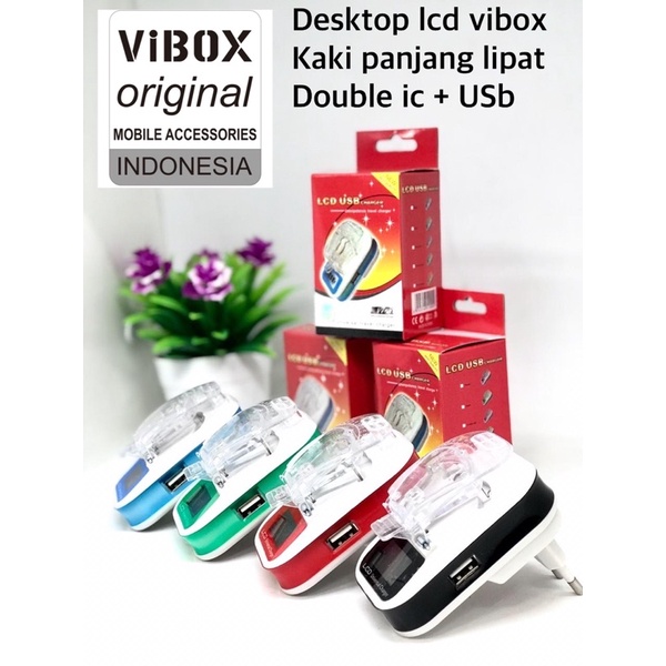 PROMO DT DESKTOP LCD ORIGINAL VIBOX / FLECO  KAKI LIPAT DOUBLE IC PLUS USB CHARGER POWER