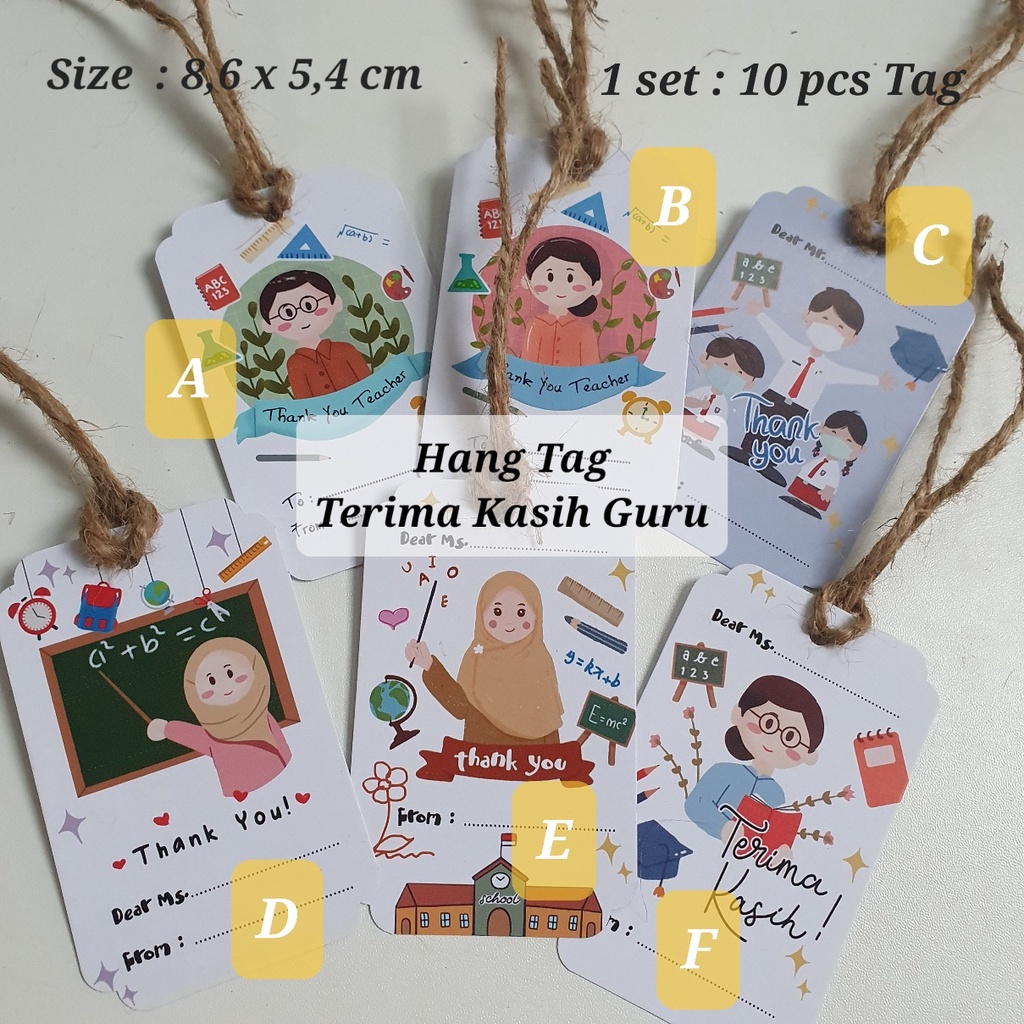 Hang Tag Terima Kasih Guru - Hadiah Perpisahan Kenaikan Kelas / Wisuda Kelulusan Sekolah Hari Guru