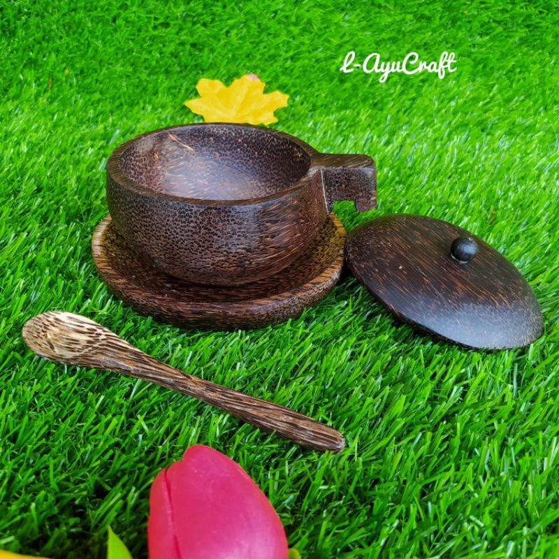 L-AYUCRAFT Satu set Cangkir kayu aren