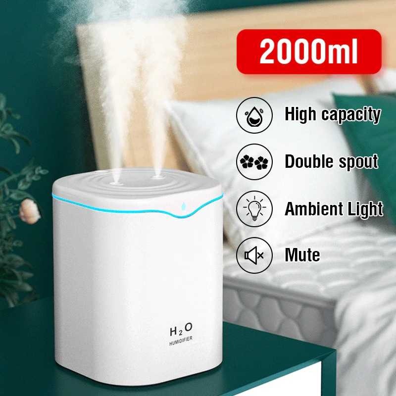 Humidifier Aromatherapy Oil Diffuser 2000ml Double Spray Pelembab Udara