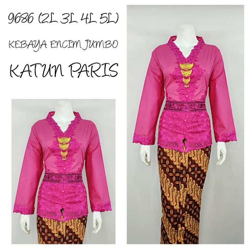 Indah KEBAYA ENCIM JUMBO MODERN LENGAN PANJANG BORDIR SENADA Katun Paris KEBAYA WISUDA KEBAYA KATUN KEBAYA AKAD 2L 3L 4L 5L 9686-1