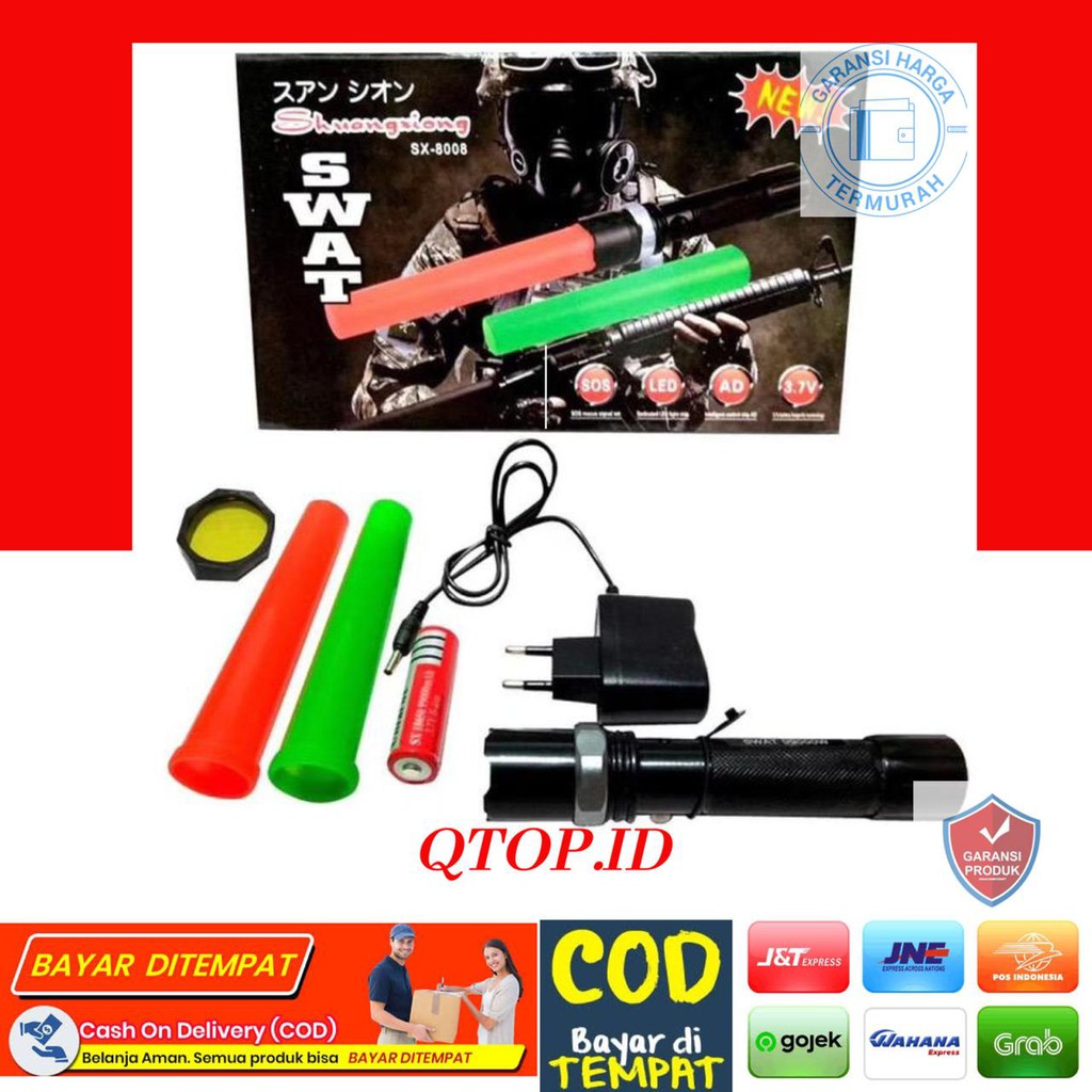 Senter Led Super Terang / Senter Swat Led / Senter police swat LED Super Terang sx-8008 shuangxiong [QTOP.ID]