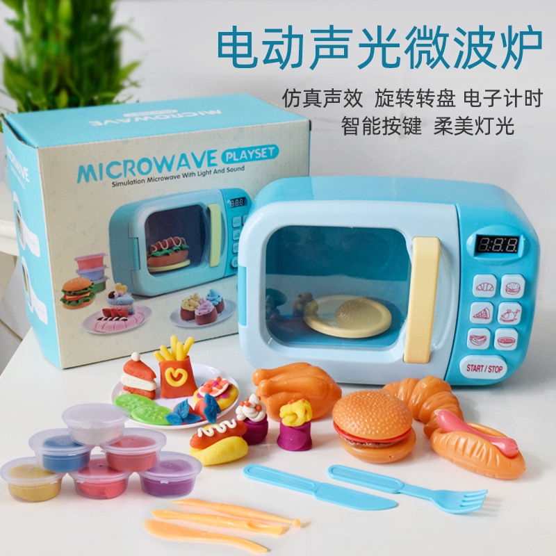 Set Mainan Clay Plastisin Multi Warna Microwave Oven Alat Makan Untuk