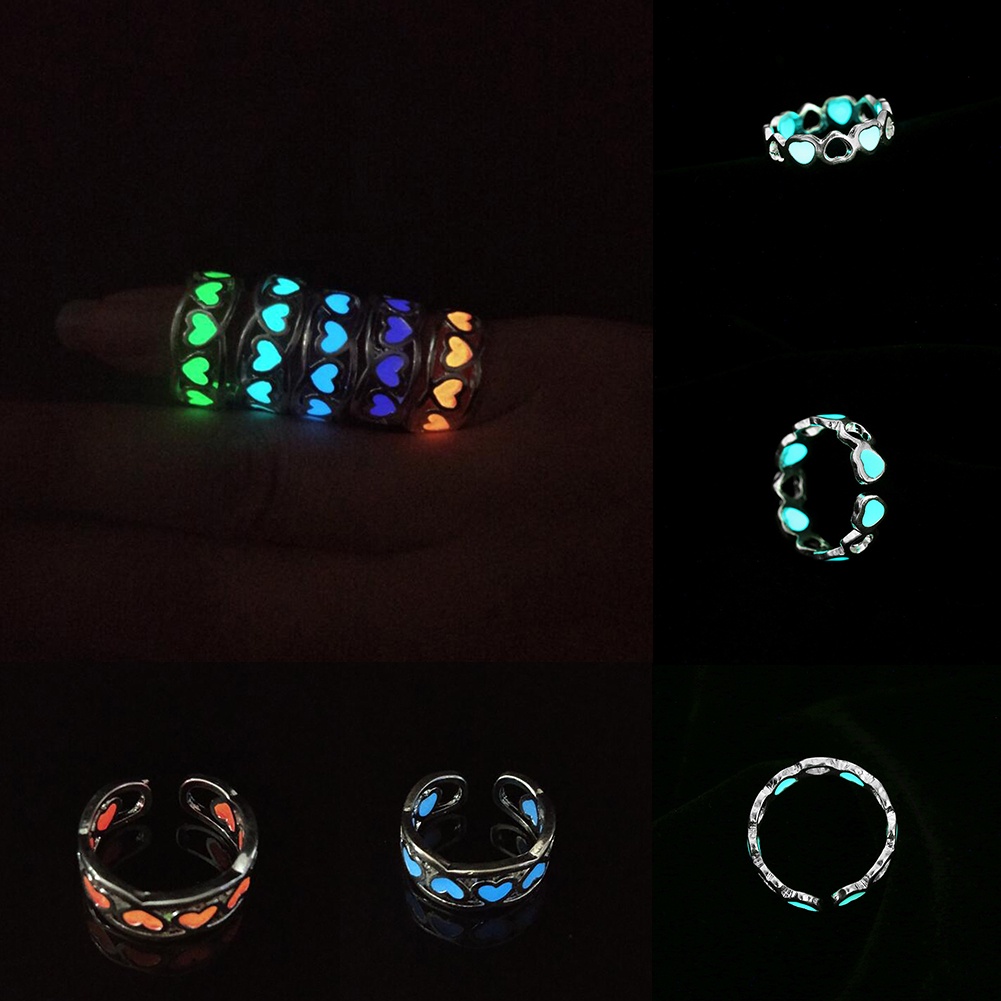 Hu Hu Hu Hu Hu Alat Bantu Pasang Kacamata♡ Cincin Model Terbuka Adjustable Desain Hati Luminous Untuk Wanita