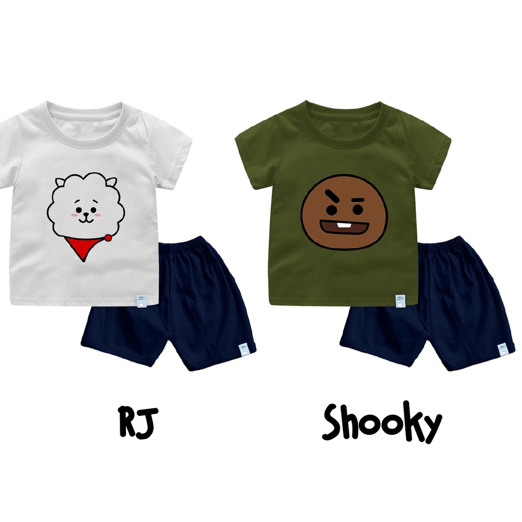 Baju Kaos Setelan BT21 Untuk Bayi dan Anak Bahan Katun Combed 30s Lembut dan Nyaman Dipakai