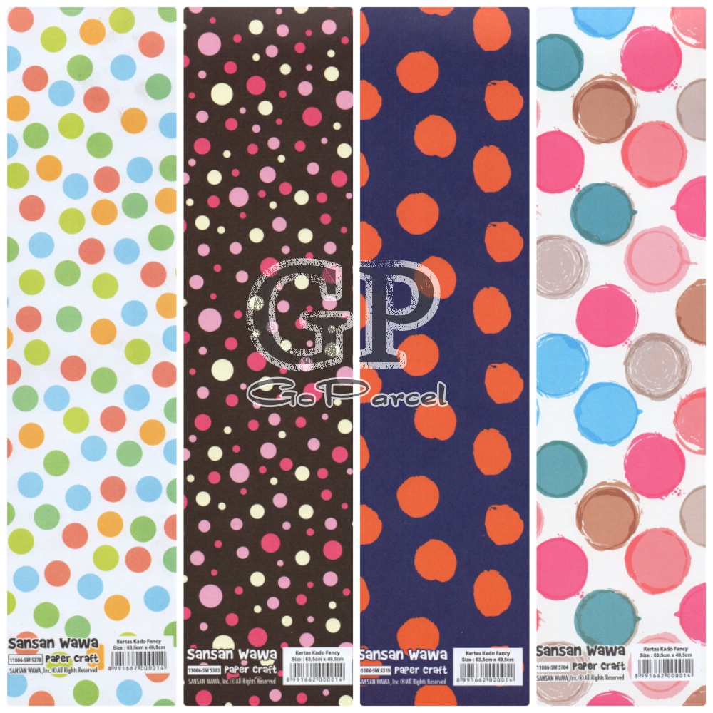 ( 5 Lembar ) POLKADOT SANWA - KERTAS KADO - TRIANGLE POLKADOTS ONDE SEGITIGA VINTAGE CLASSIC - GIFT WRAP PAPER SANSAN WAWA ONDE KECIL SEDANG BESAR RED BLUE GREEN