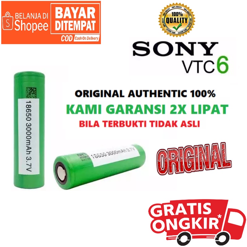 Baterai Batre Batrai 18650 Sony 3000mAh VTC 6 - Original