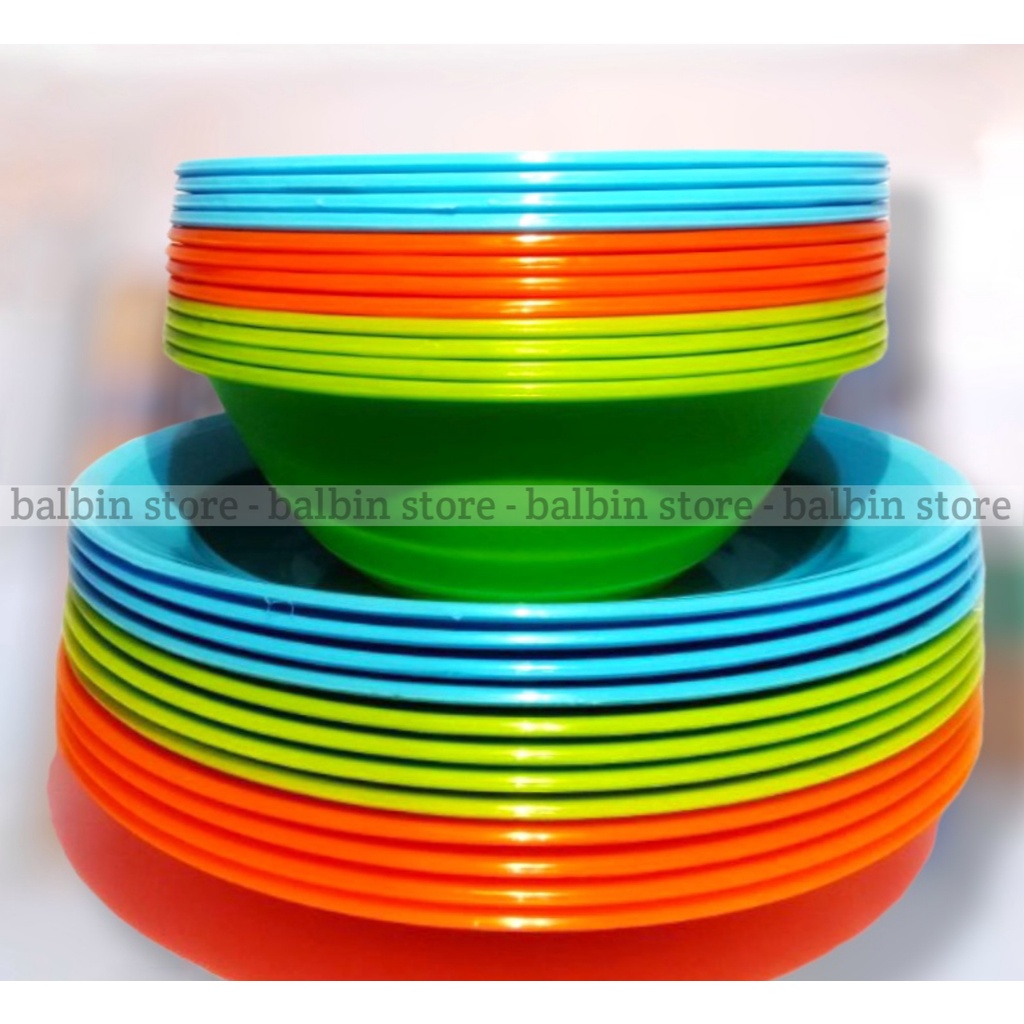 promo paket hemat satu set isi piring makan dan mangkuk makan -piring makan - mangkuk makan - plastik ware food grade - bayar di tempat