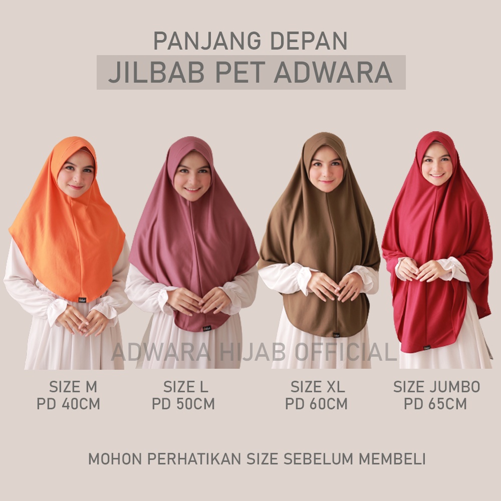 ADWARA HIJAB Jilbab Pet Antem Size M Premium / Jilbab Instan Jahit Tepi Rapi Bahan Tebal dan Adem