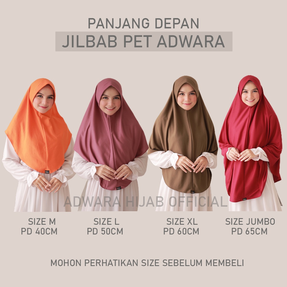 ADWARA HIJAB Jilbab Kaos Pet Antem L Premium / Hijab Instan Jahit Tepi Rapi Bahan Tebal dan Adem