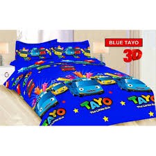 Sprei Bonita Dispers 3D King Motif Karakter Blue Tayo - Uk. 180x200 No 1 Terlaris Terbaru Termurah