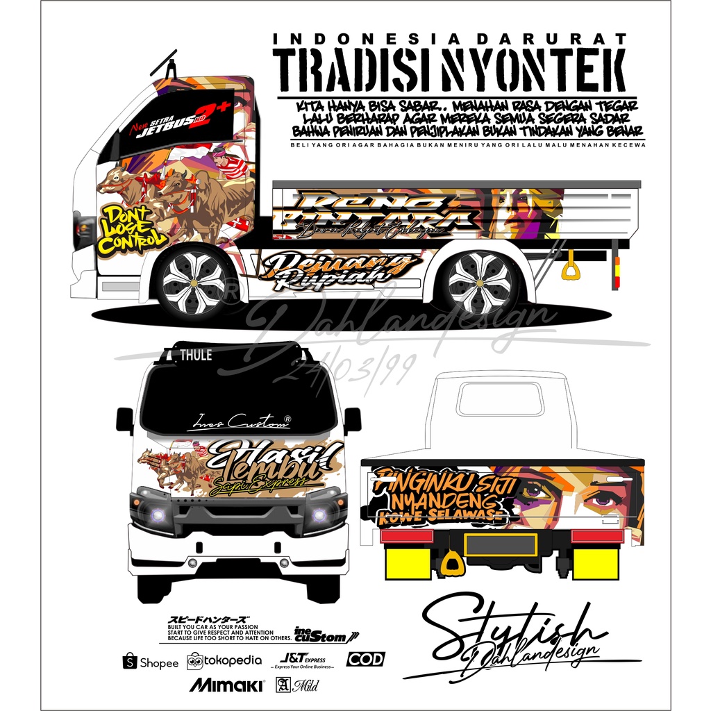 DECAL MOBIL PICKUP TRAGA CUSTOM