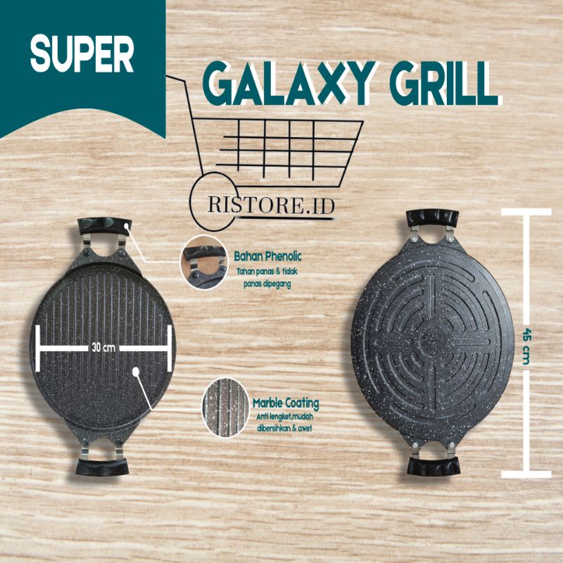 Super galaxy Grill Pan Marble - Panggangan Anti lengket - Grill - Panggangan Barbeque - Grill Pan Anti Lengket - Panggangan Bbq Anti Lengket Super Galaxy Grill - original grill bbq