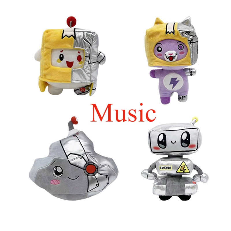 Lankybox Mechanical Plush Toy Cute Toy Robot Fox Helmet With Sound Or LED Removable Kids Gift