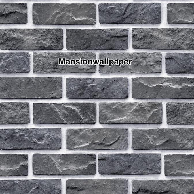 Wallpaper Dinding Murah Batu Bata Hitam Abu Natural Terbaru