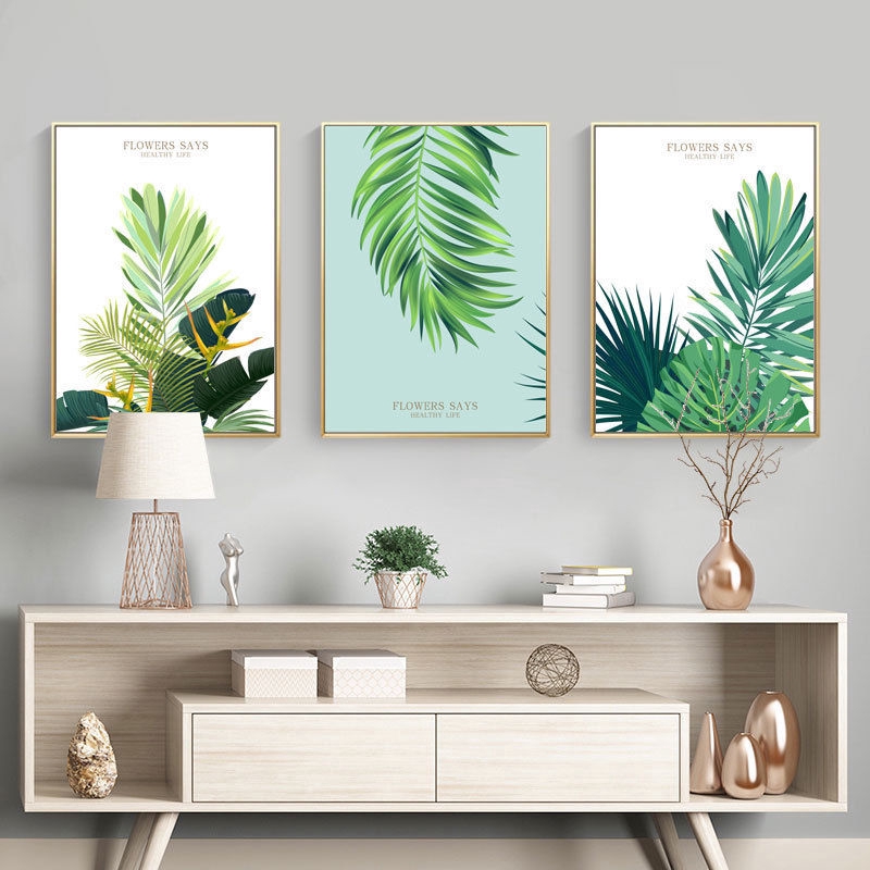 Lukisan Bahan Kanvas Gambar  Tanaman Daun  Hijau Tropis Gaya 