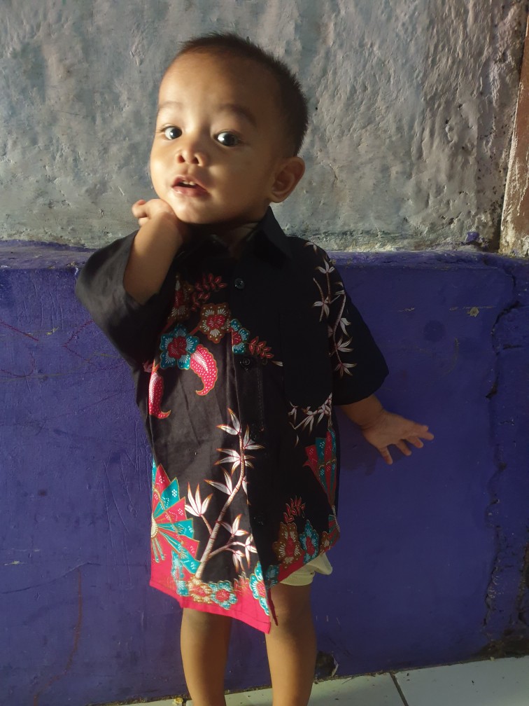 Ruzza Batik Anak Ukuran 0-15 Tahun Kemeja Motif Kipas Hitam Merah Phoenix Pink