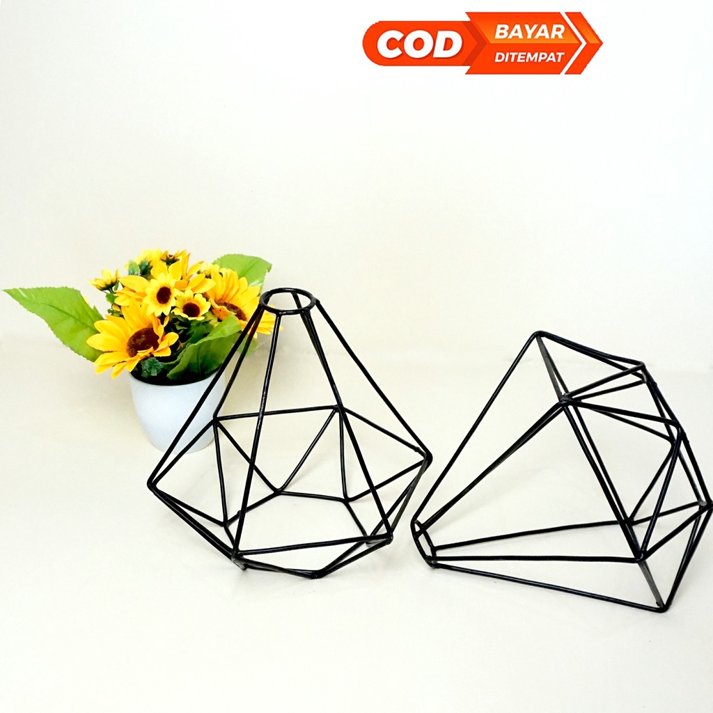 LAMPU GANTUNG DEKORASI DIAMOND BOHLAM PENDANT CAGE CAFE MINIMALIS VINTAGE EDISON HIAS INDUSTRIAL DESIGN KAFE RUMAH
