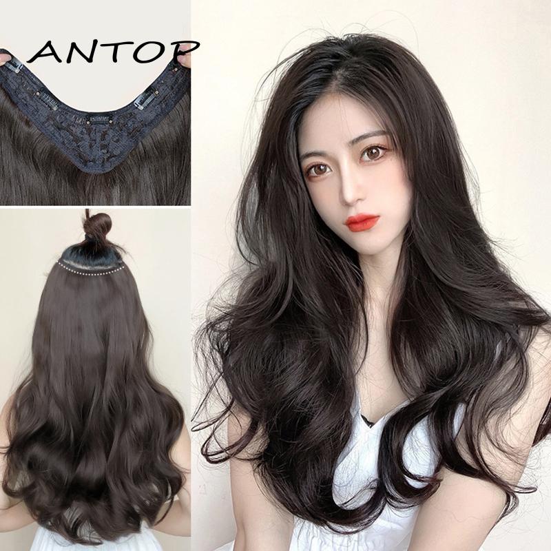 Rambut Palsu Model Panjang Keriting Gelombang Bentuk U Untuk Wanita