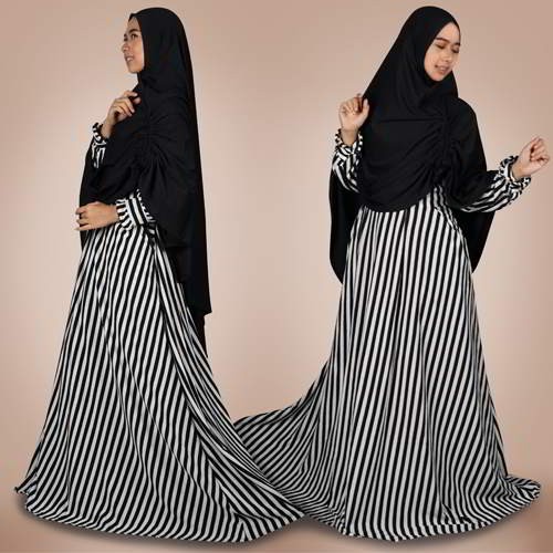 Dress Panjang Gamis Resleting Depan + Khimar Instant Jumbo (bisa Diserut Samping) WL2295