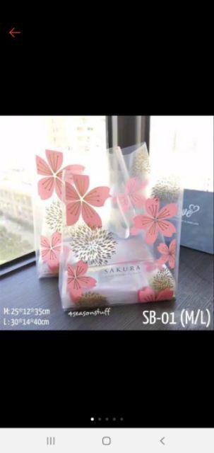 Shopping Bag Sakura Gold Kantong Plastik Elegan Mewah