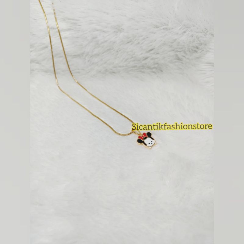 Kalung Titanium anak anak liontin mickey anti karat mouse kalung Titanium anak liontin Mickey lucu