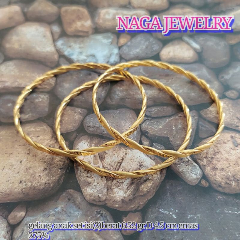 GELANG KOLONG ANAK SET(ISI 3) EMAS SETENGAH TUA KADAR 375