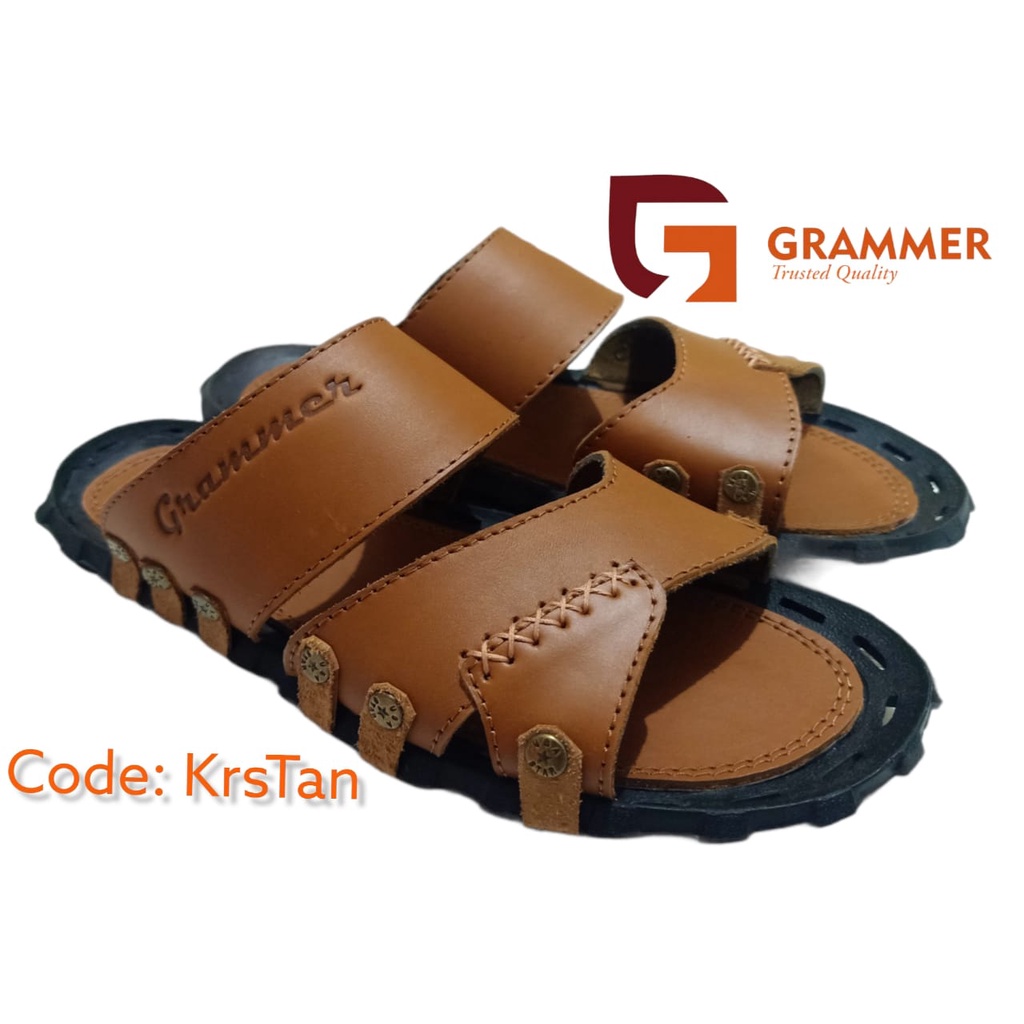 Sandal Slide Casual  Pria Kulit Asli Sandal Full Kulit Grammer