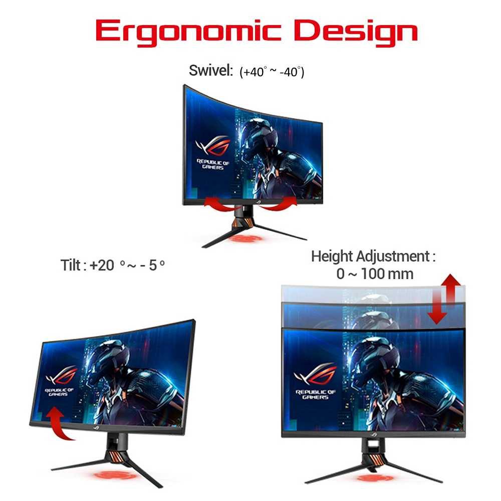 ASUS ROG Swift PG27VQ Curved Gaming Monitor 27 inch 2K WQHD (2560x1440), overclockable 165Hz, 1ms