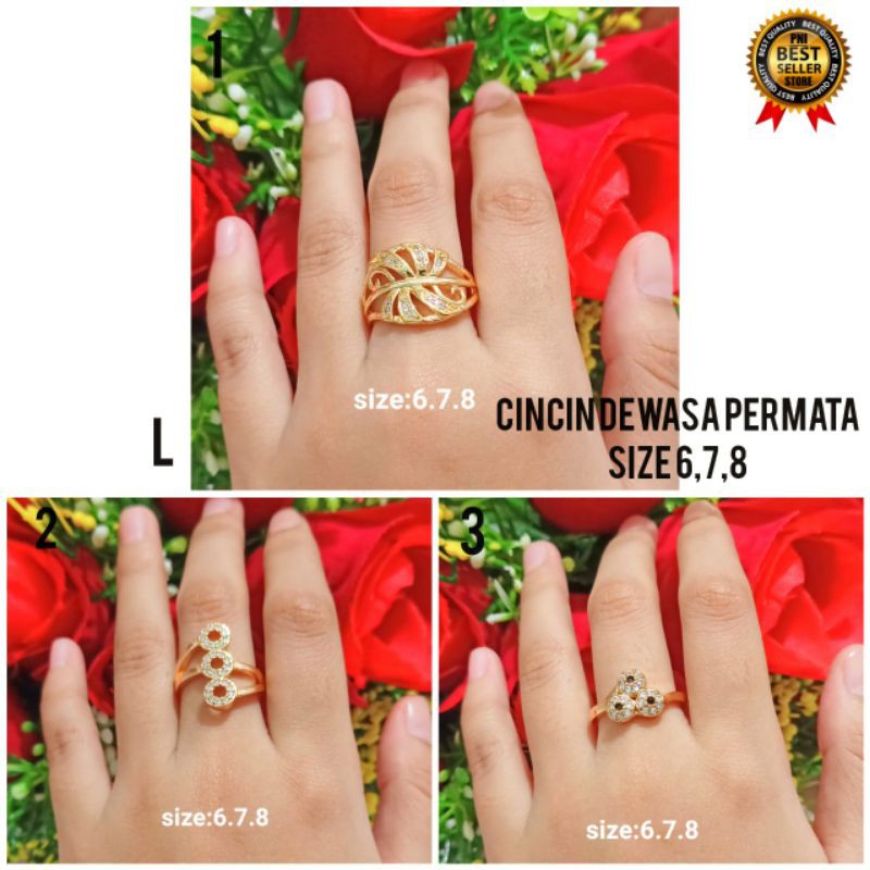 Cincin Dewasa permata lapis emas gold