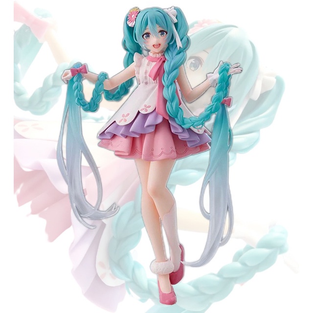 Mainan Action Figures Model Kartun Anime Hatsune Miku Sakura Pink 20CM Bahan PVC Untuk Dekorasi Desktop