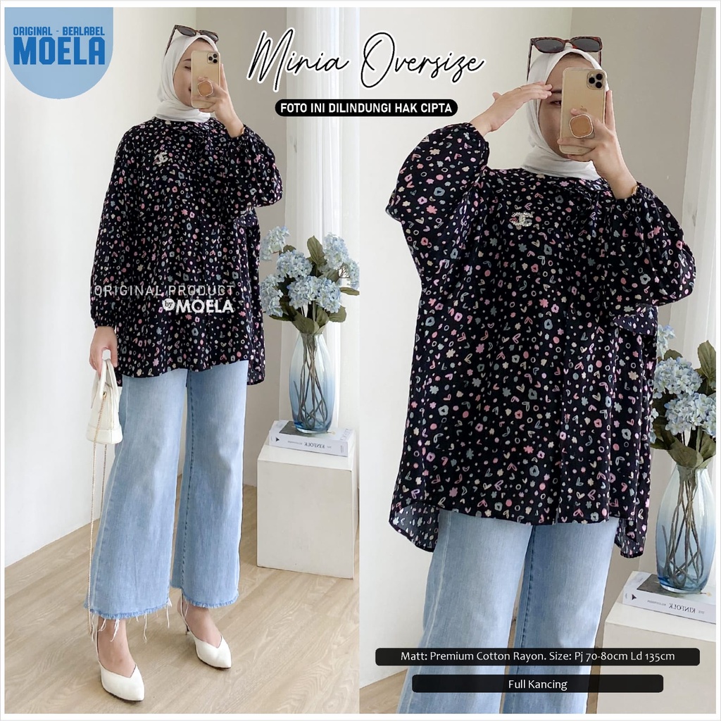 realpict oversize ld 140 COSA 135 MINIA premium rayon jumbo bigsize kemeja lengan panjang kekinian w