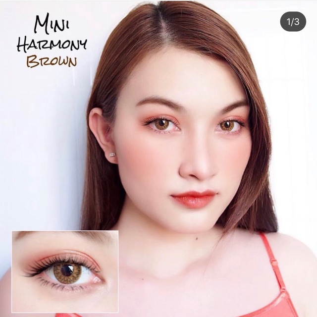 Mini harmony gray &amp; brown softlens korea kitty kawaii