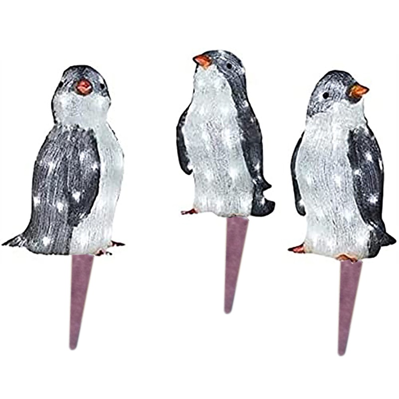 3pcs / Set Ornamen Penguin Dengan Lampu LED Mini Untuk Dekorasi Natal