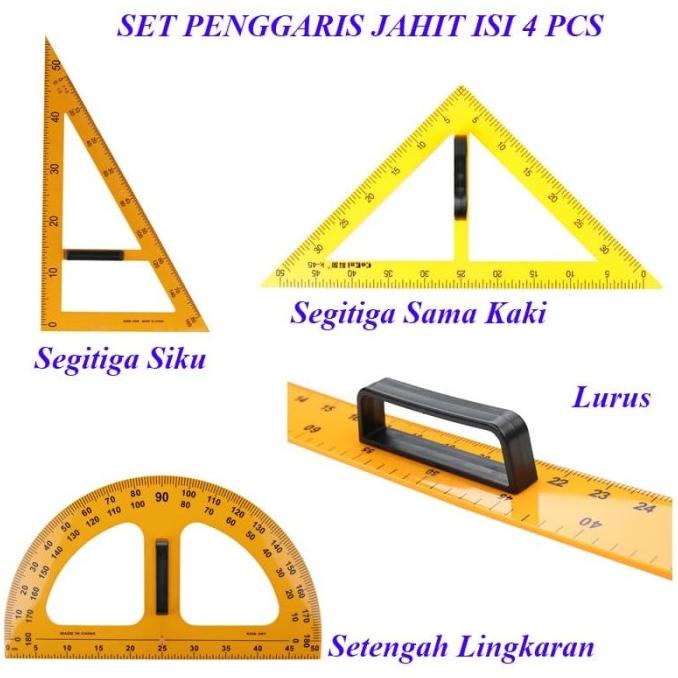 

Set Penggaris Jahit - Pola - Badan - Kain - Bahan isi 4 jenis