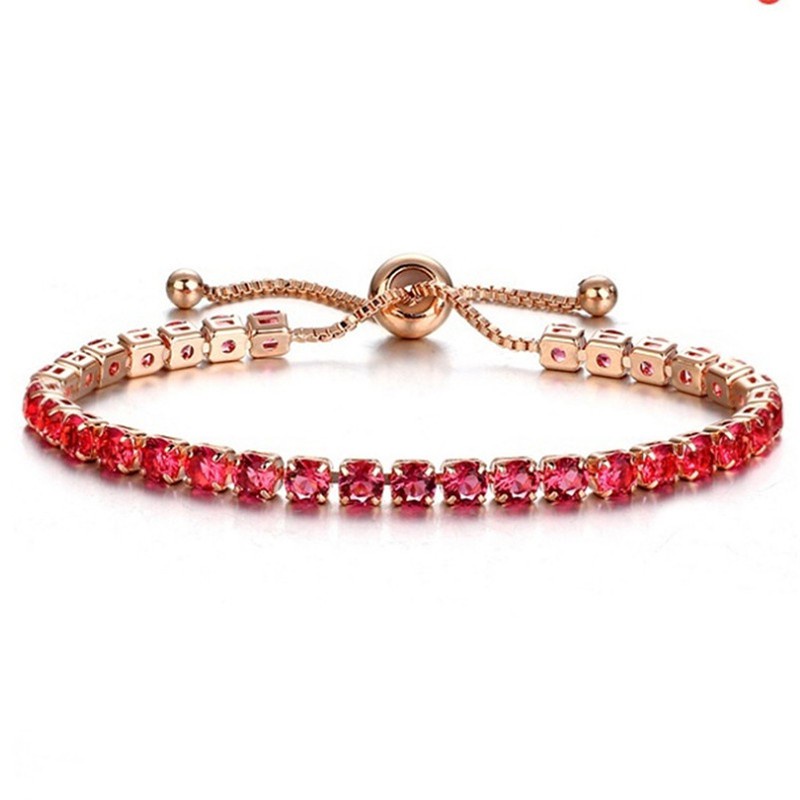 Gelang Serut Korea fashion berlian imitasi lingkaran tangan rantai bracelet gelang serut Dapat disesuaikan Aksesoris Wanita - SD-Red-2