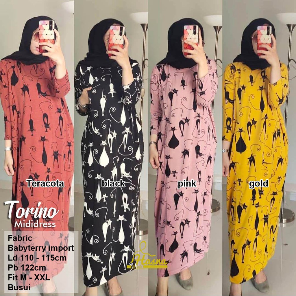 BAJU GAMIS WANITA TORINO MIDI DRESS BY HASNA